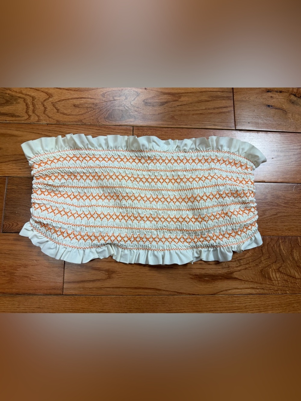 Tory Burch Costa Smocked Bandeau Bikini Top